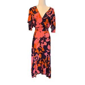 abel the label blue and orange dress Anthropologie ABEL THE LABEL Blue Orange Floral Halter Maxi Long Dress Size  S